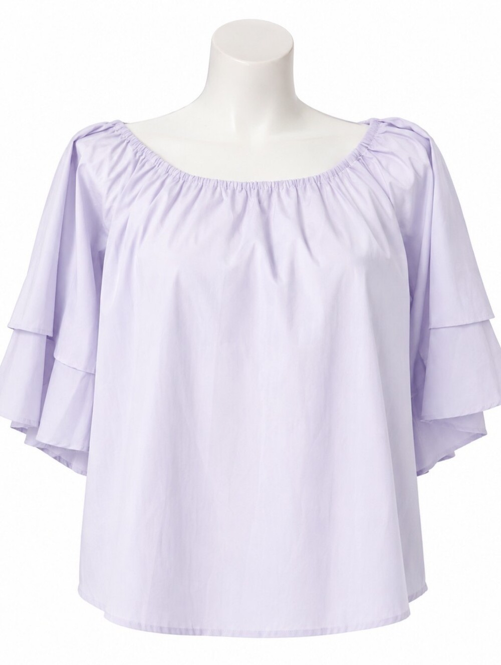 Women's Blouse Cotton Tiered Ruffled Sleeves Regencycore Spring Pastel Purple